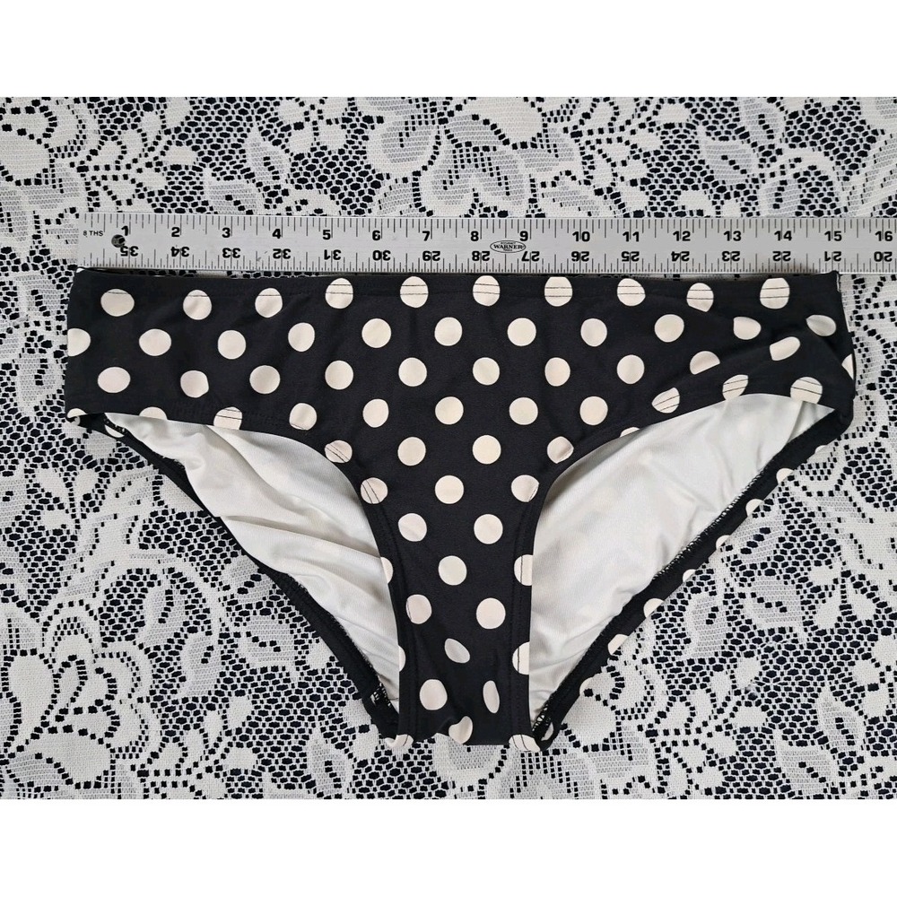 Kate Spade Bikini Bottom M Polka Dot Black/Off White w/Unbranded Blk Mesh Shorts - Picture 5 of 12
